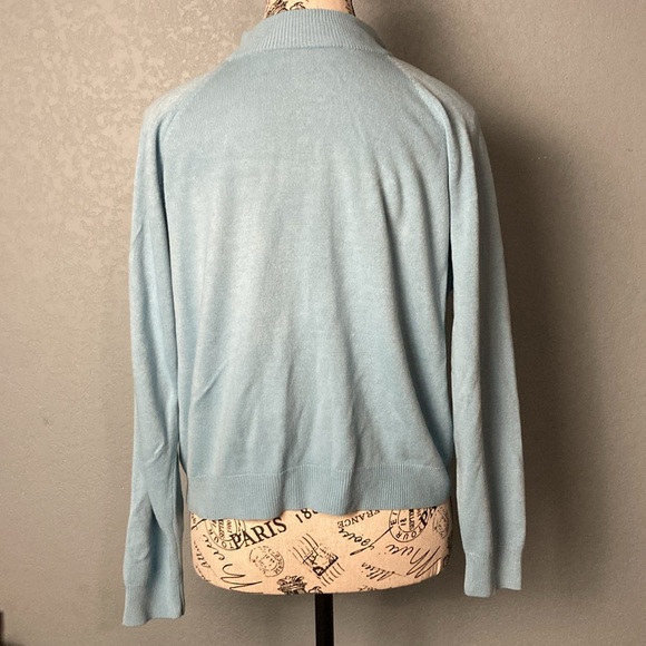 Draper’s and Damon’s Petite Chenille Quarter-zip Sweater ~ Size PXL ~ Baby Blue - Picture 2 of 7